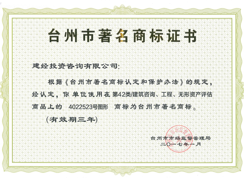 臺(tái)州市著名商標(biāo)
